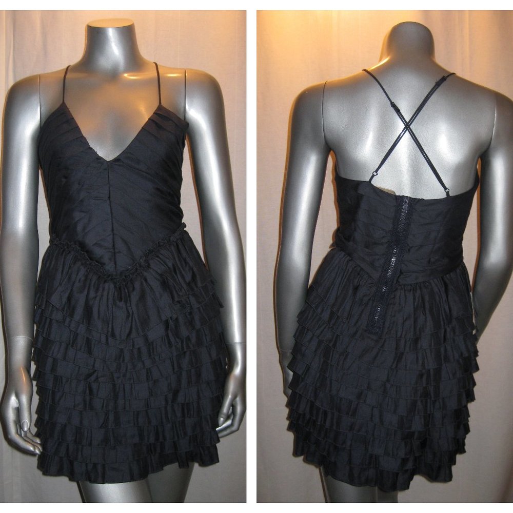FUMBLIN' FOE Navy Cocktail Dress w/ Ruffled Skirt